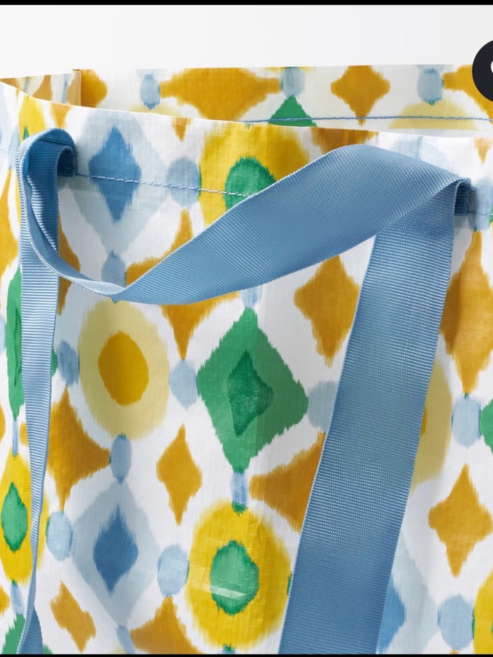 IKEA EKAÅN Multi-Color Geometric Tote Bag with Blue Straps - Picture 3 of 4